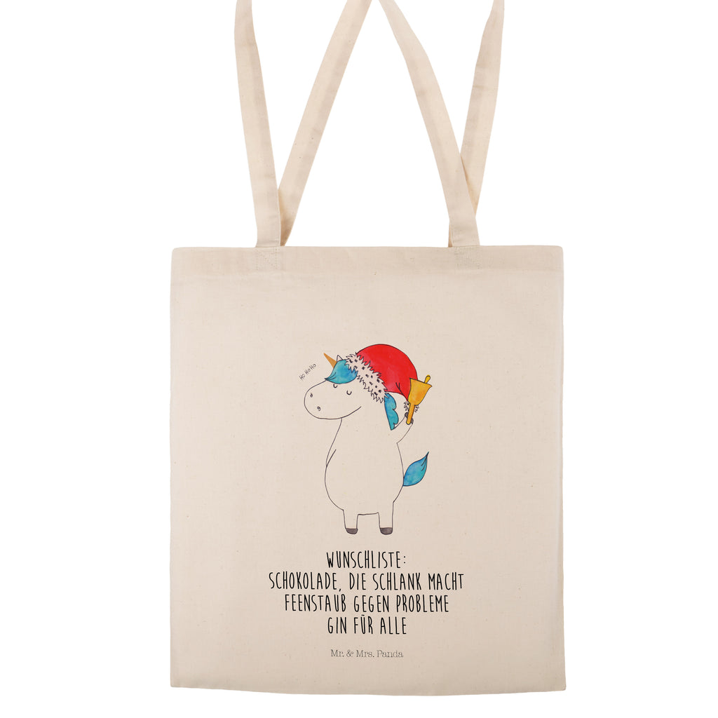 Tragetasche Einhorn Weihnachtsmann Beuteltasche, Beutel, Einkaufstasche, Jutebeutel, Stoffbeutel, Einhorn, Einhörner, Einhorn Deko, Pegasus, Unicorn, Gin, Schokolade, Schoki, Weihnachten, Weihnachtsmann, Nikolaus, Wunschzettel, Wunschliste, Feenstaub