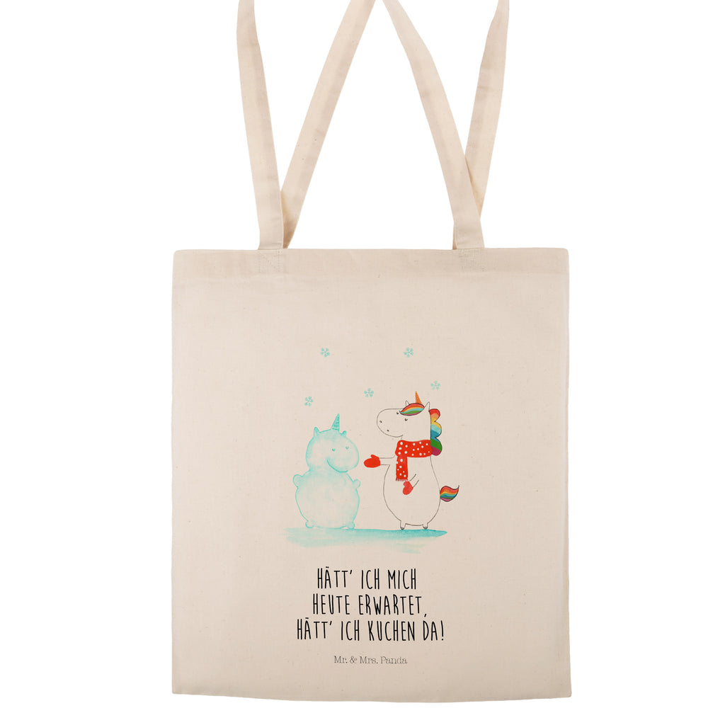 Tragetasche Einhorn Schneemann Beuteltasche, Beutel, Einkaufstasche, Jutebeutel, Stoffbeutel, Einhorn, Einhörner, Einhorn Deko, Pegasus, Unicorn, Schneemann, Winter, Schnee, Kuchen, Weihnachten, kalt, Mütze, Handschuhe, X-Mas