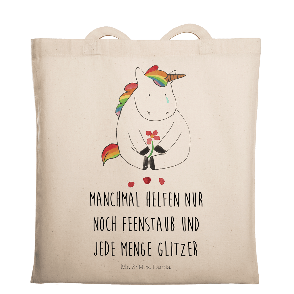 Tragetasche Einhorn Traurig Beuteltasche, Beutel, Einkaufstasche, Jutebeutel, Stoffbeutel, Einhorn, Einhörner, Einhorn Deko, Pegasus, Unicorn, Glitzer, Trösten. Freundschaft, Freunde, Liebe, Trauer, Grußkarte, Blume