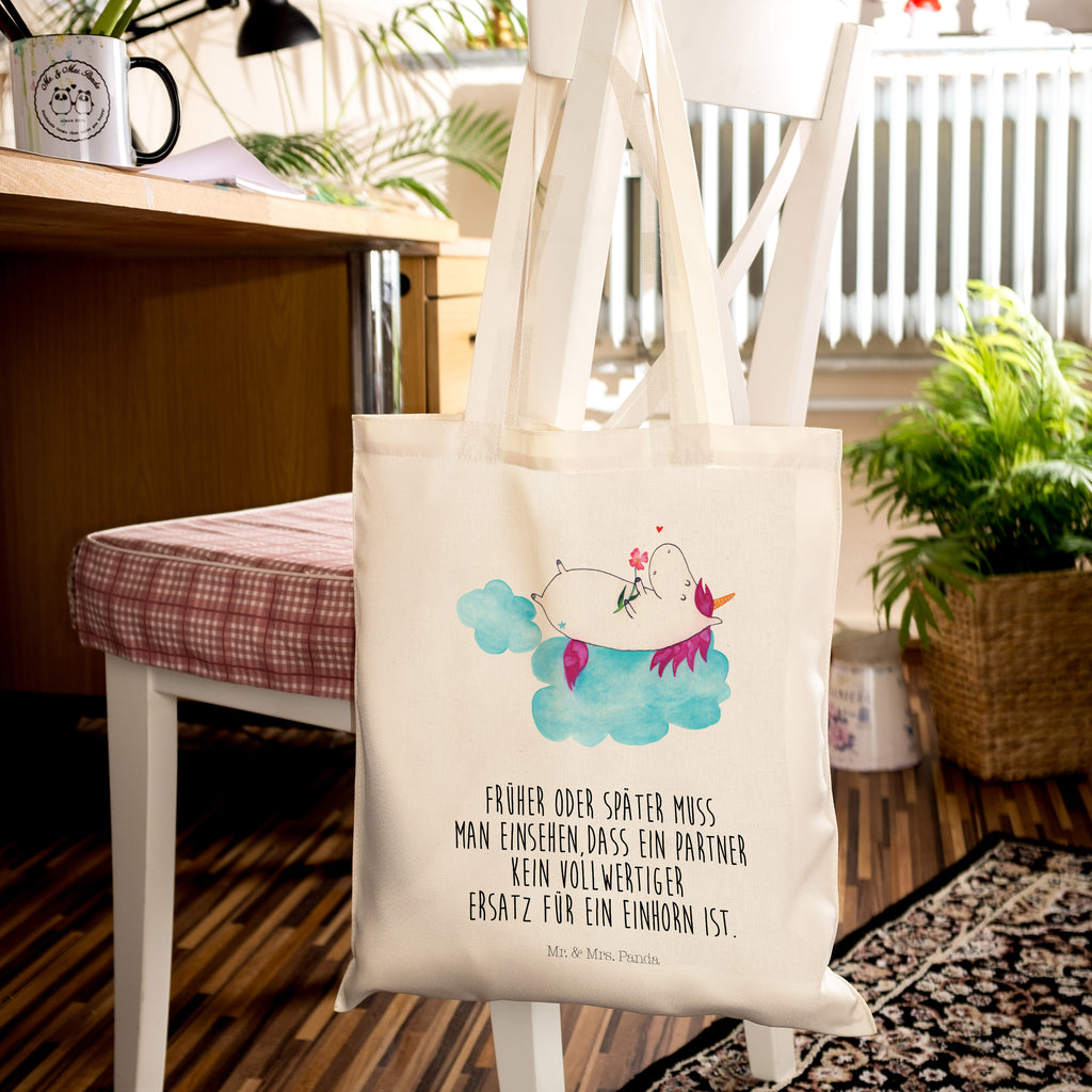 Tragetasche Einhorn verliebt auf Wolke Beuteltasche, Beutel, Einkaufstasche, Jutebeutel, Stoffbeutel, Einhorn, Einhörner, Einhorn Deko, Pegasus, Unicorn, verliebt, Liebe, Liebesbeweis, Freundin, Wolke