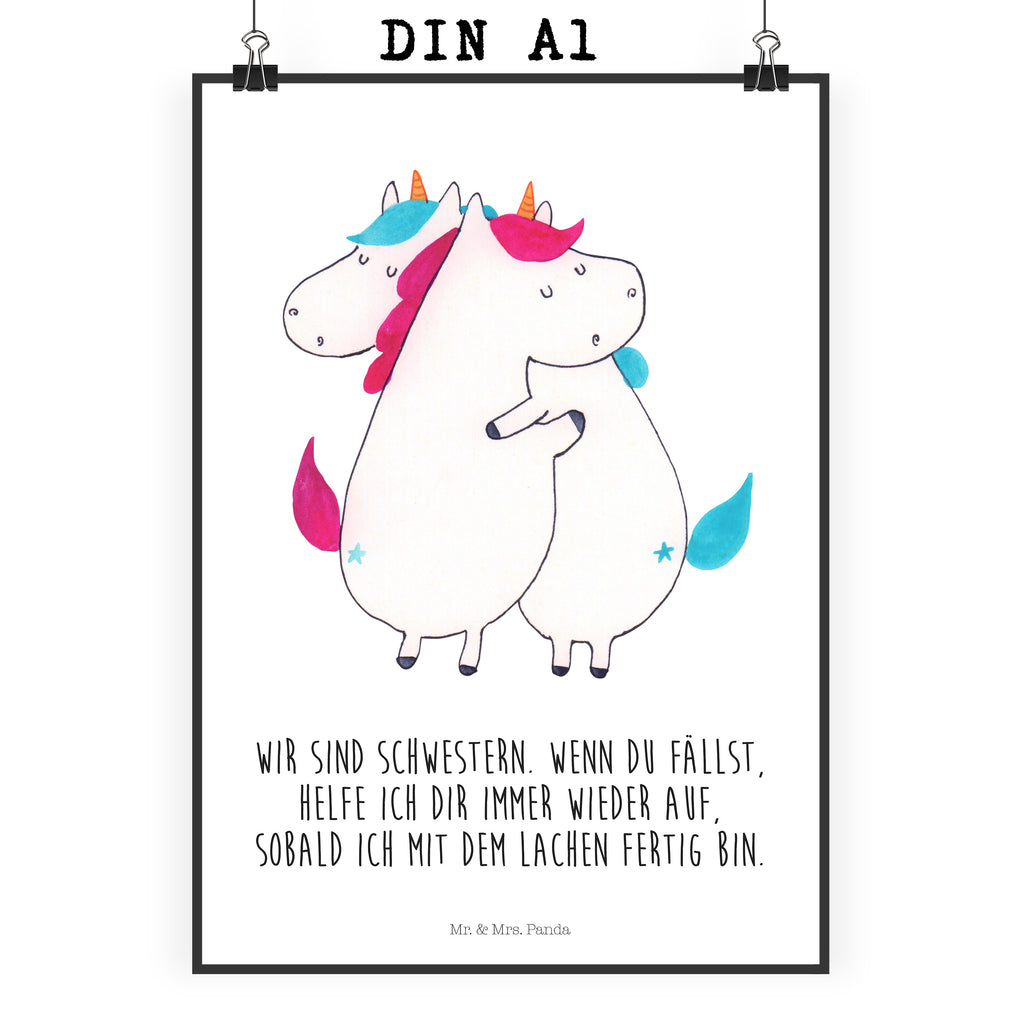 Poster Einhörner Umarmen Poster, Wandposter, Bild, Wanddeko, Küchenposter, Kinderposter, Wanddeko Bild, Raumdekoration, Wanddekoration, Handgemaltes Poster, Mr. & Mrs. Panda Poster, Designposter, Kunstdruck, Posterdruck, Einhorn, Einhörner, Einhorn Deko, Pegasus, Unicorn, Freundinnen, Freundin, BFF, Schwester, Schwestern, Familie, Geschwister, Sister, Liebe
