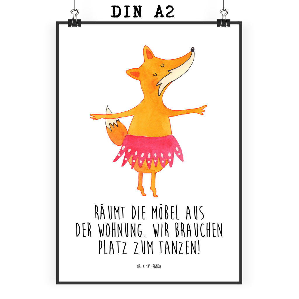 Poster Fuchs Ballerina Poster, Wandposter, Bild, Wanddeko, Küchenposter, Kinderposter, Wanddeko Bild, Raumdekoration, Wanddekoration, Handgemaltes Poster, Mr. & Mrs. Panda Poster, Designposter, Kunstdruck, Posterdruck, Fuchs, Fuchs Spruch, Füchse, Füchsin, Ballerina, Ballett, Tänzerin, Tanzen, Party, Einladung, Geburtstag