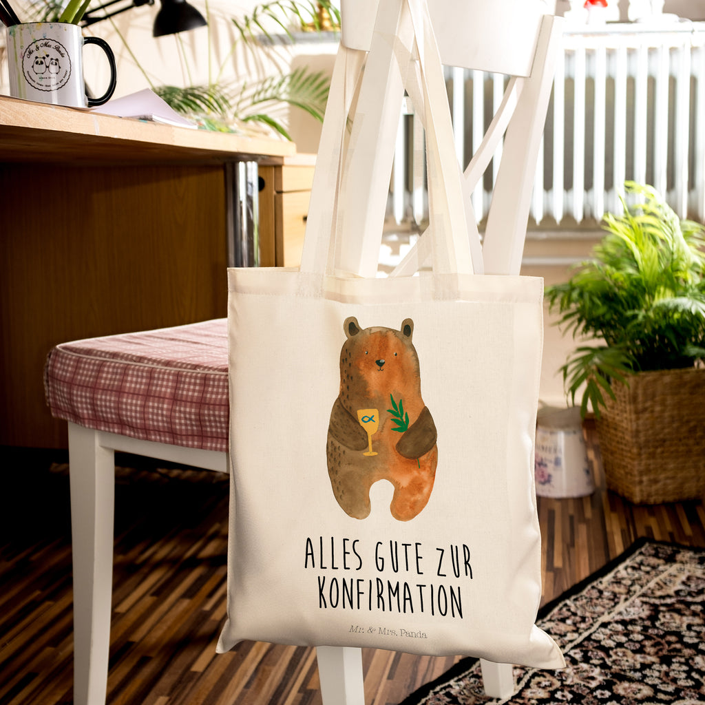 Tragetasche Konfirmation-Bär Beuteltasche, Beutel, Einkaufstasche, Jutebeutel, Stoffbeutel, Bär, Teddy, Teddybär, Konfirmation, Kirche, evangelisch, Gottesdienst