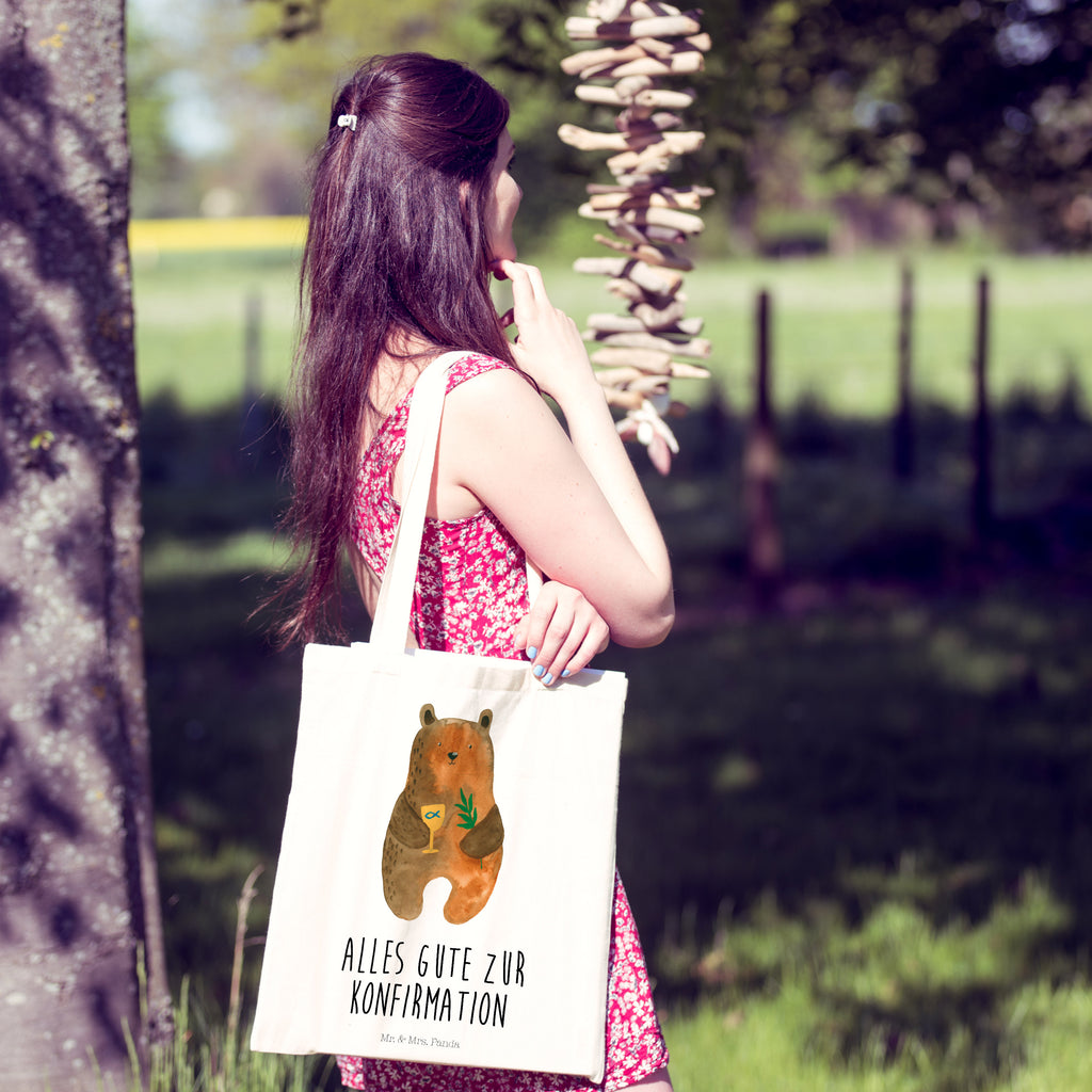 Tragetasche Konfirmation-Bär Beuteltasche, Beutel, Einkaufstasche, Jutebeutel, Stoffbeutel, Bär, Teddy, Teddybär, Konfirmation, Kirche, evangelisch, Gottesdienst