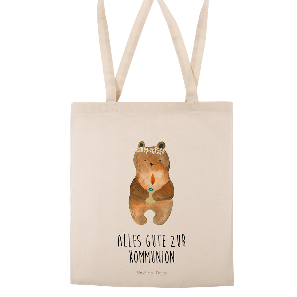 Tragetasche Kommunion-Bär Beuteltasche, Beutel, Einkaufstasche, Jutebeutel, Stoffbeutel, Bär, Teddy, Teddybär, Kommunion, Gottes Segen, Taufkerze, katholisch