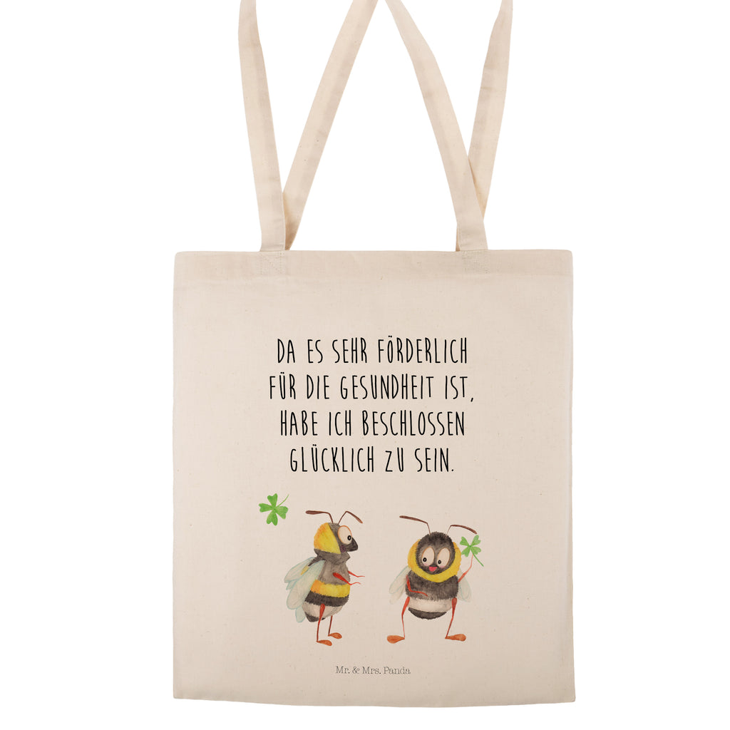 Tragetasche Hummeln mit Kleeblatt Beuteltasche, Beutel, Einkaufstasche, Jutebeutel, Stoffbeutel, Tiermotive, Gute Laune, lustige Sprüche, Tiere, Hummel, Biene, Spruch positiv, Biene Deko, Spruch schön, glücklich sein, glücklich werden, Spruch fröhlich