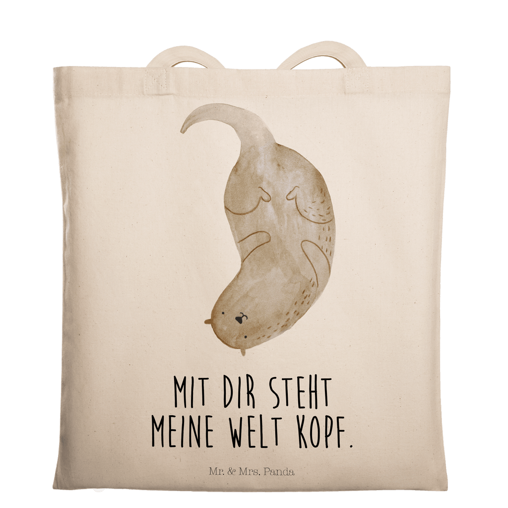Tragetasche Otter kopfüber Beuteltasche, Beutel, Einkaufstasche, Jutebeutel, Stoffbeutel, Otter, Fischotter, Seeotter, Otter Seeotter See Otter