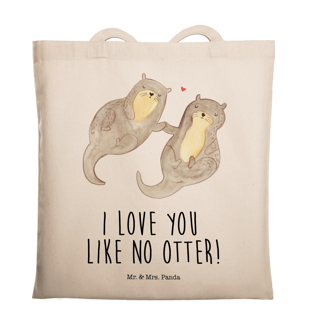 Tragetasche Otter händchenhaltend Beuteltasche, Beutel, Einkaufstasche, Jutebeutel, Stoffbeutel, Otter, Fischotter, Seeotter, Otter Seeotter See Otter