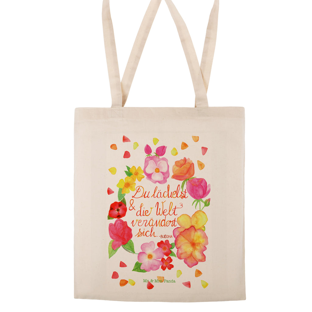 Tragetasche Du Lächelst Beuteltasche, Beutel, Einkaufstasche, Jutebeutel, Stoffbeutel, Blumen Deko, Frühlings Deko, Sommer Deko, Dekoration, positive Botschaft, Naturliebhaber, Outdoor, Natur, Abenteuer, Lächele, Welt verändert sich, Zitat Buddha, Lachen Spruch, glücklich sein, Zitat schön, Geschenk Freundin, Spruch positiv