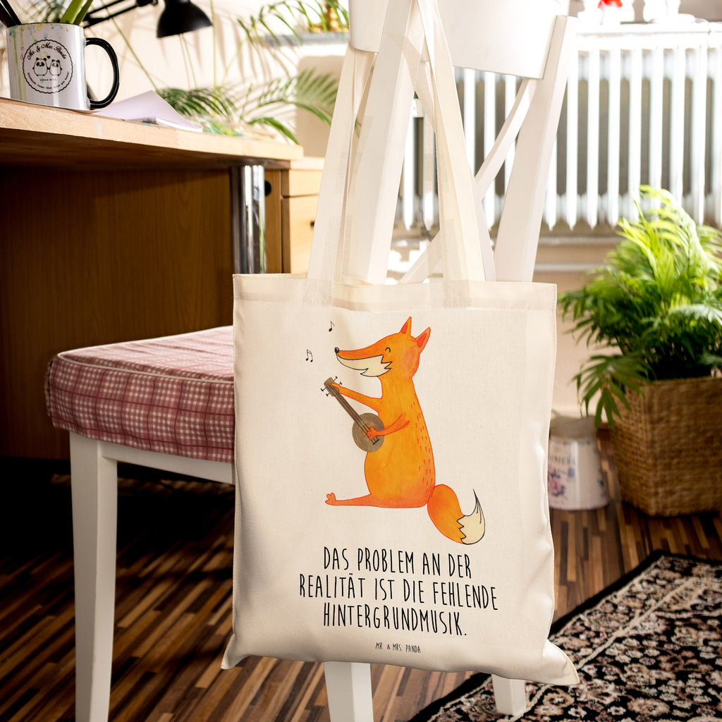 Tragetasche Fuchs Gitarre Beuteltasche, Beutel, Einkaufstasche, Jutebeutel, Stoffbeutel, Fuchs, Füchse, Geschenk Musiker, Musik Spruch, Musikerin, Sänger, Sängerin, Gitarre