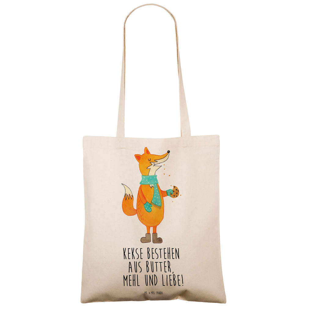 Tragetasche Fuchs Keks Beuteltasche, Beutel, Einkaufstasche, Jutebeutel, Stoffbeutel, Fuchs, Füchse, Backen Spruch, Kekse, Winter, Weihnachtszeit, Plätzchen, Liebe, Küche Deko