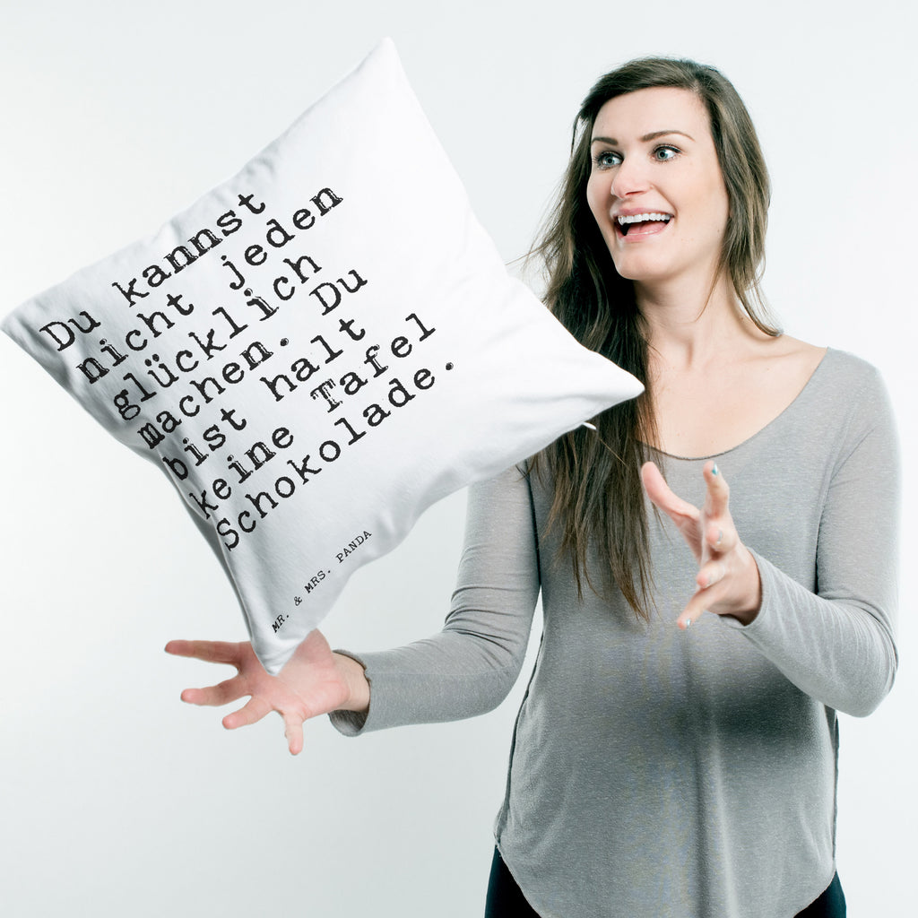 40x40 Kissen Sprüche und Zitate Du kannst nicht jeden glücklich machen. Du bist halt keine Tafel Schokolade. Kissenhülle, Kopfkissen, Sofakissen, Dekokissen, Motivkissen, Spruch, Sprüche, lustig, Weisheiten, Zitate, Spruch Sprüche Weisheiten Zitate Lustig Weisheit Worte
