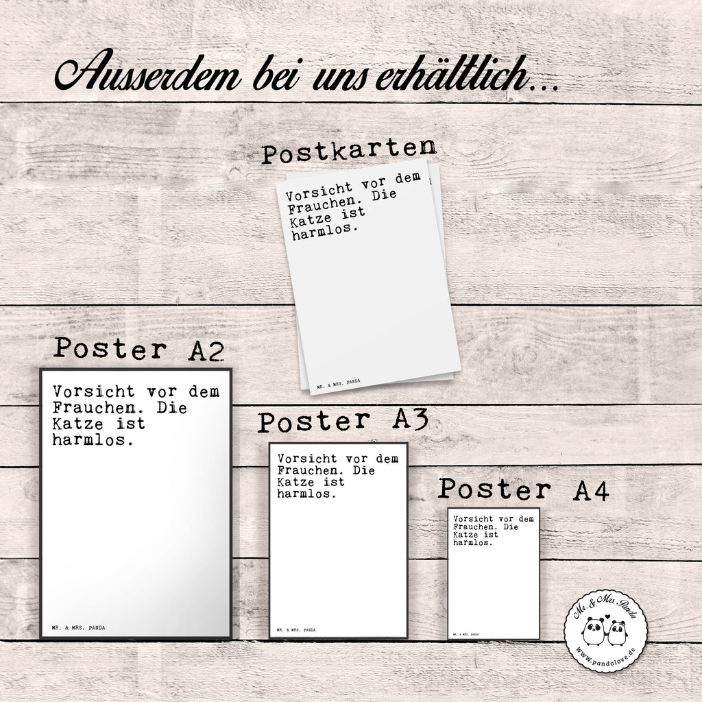 Poster Sprüche und Zitate Vorsicht vor dem Frauchen. Die Katze ist harmlos. Poster, Wandposter, Bild, Wanddeko, Küchenposter, Kinderposter, Wanddeko Bild, Raumdekoration, Wanddekoration, Handgemaltes Poster, Mr. & Mrs. Panda Poster, Designposter, Kunstdruck, Posterdruck, Spruch, Sprüche, lustig, Weisheiten, Zitate, Spruch Sprüche Weisheiten Zitate Lustig Weisheit Worte