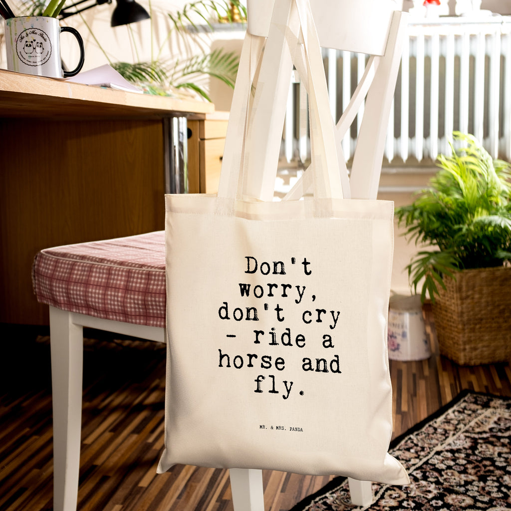 Tragetasche Sprüche und Zitate Don't worry, don't cry - ride a horse and fly. Beuteltasche, Beutel, Einkaufstasche, Jutebeutel, Stoffbeutel, Spruch, Sprüche, lustig, Weisheiten, Zitate, Spruch Sprüche Weisheiten Zitate Lustig Weisheit Worte