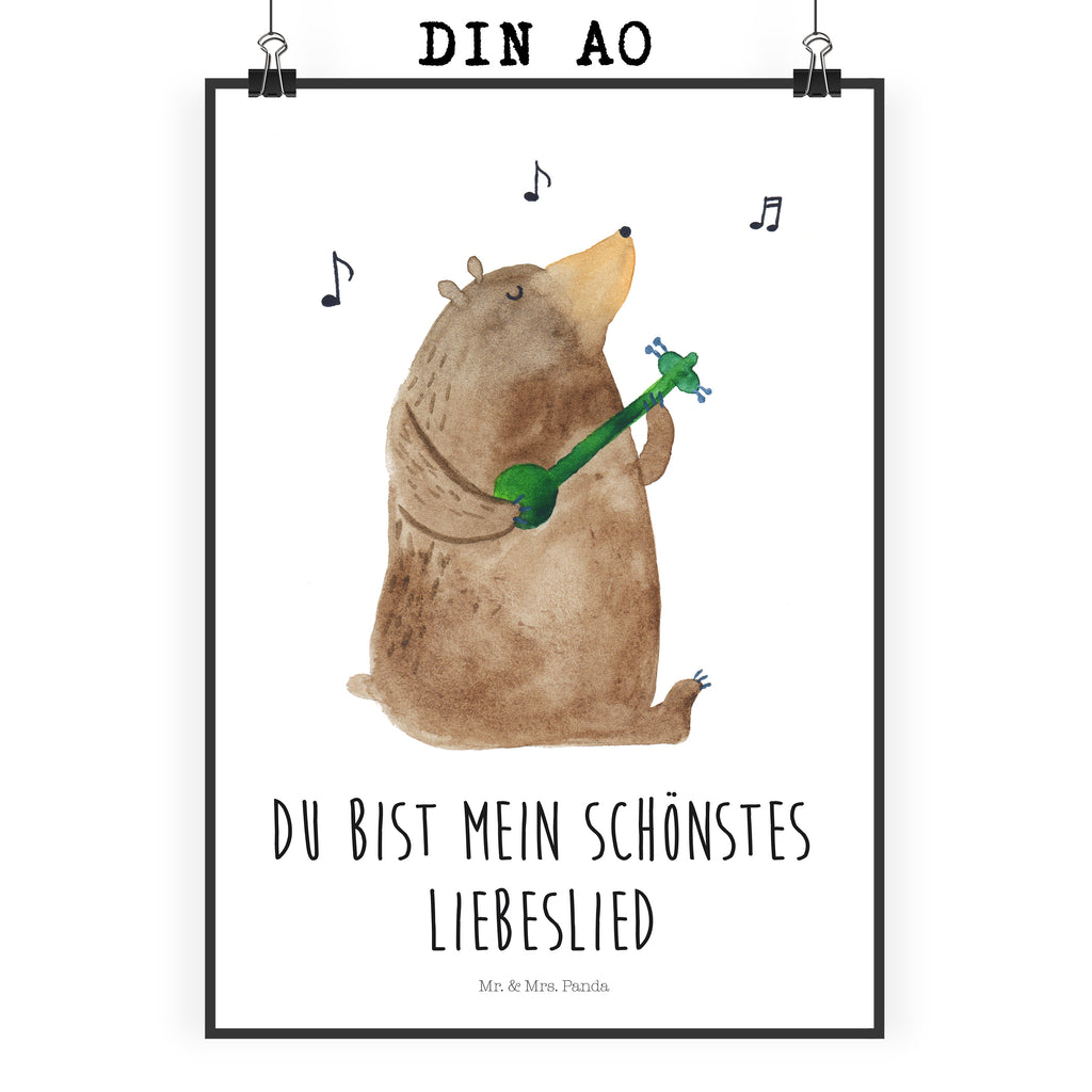 Poster Bär Lied Poster, Wandposter, Bild, Wanddeko, Küchenposter, Kinderposter, Wanddeko Bild, Raumdekoration, Wanddekoration, Handgemaltes Poster, Mr. & Mrs. Panda Poster, Designposter, Kunstdruck, Posterdruck, Bär, Teddy, Teddybär, Bärchen, Bear, Liebeslied, Lied, Song, Valentinstag, Valentine, Geschenk, Partner, Liebe, Freundin, Frau, Herz, Spruch