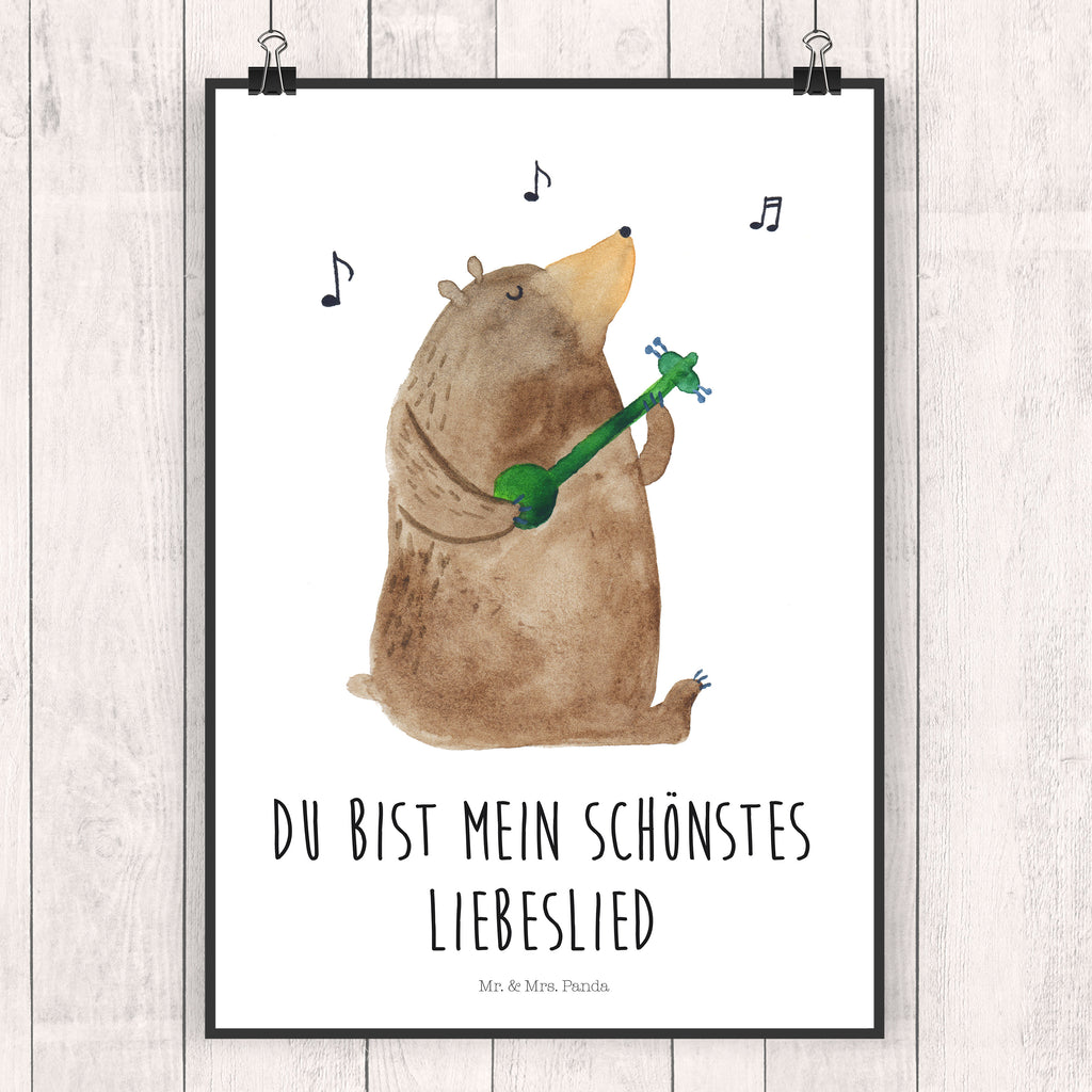 Poster Bär Lied Poster, Wandposter, Bild, Wanddeko, Küchenposter, Kinderposter, Wanddeko Bild, Raumdekoration, Wanddekoration, Handgemaltes Poster, Mr. & Mrs. Panda Poster, Designposter, Kunstdruck, Posterdruck, Bär, Teddy, Teddybär, Bärchen, Bear, Liebeslied, Lied, Song, Valentinstag, Valentine, Geschenk, Partner, Liebe, Freundin, Frau, Herz, Spruch