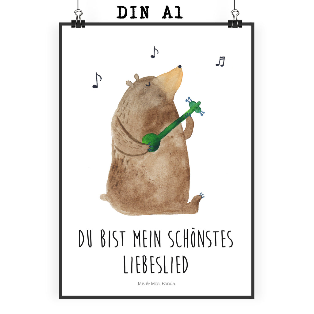 Poster Bär Lied Poster, Wandposter, Bild, Wanddeko, Küchenposter, Kinderposter, Wanddeko Bild, Raumdekoration, Wanddekoration, Handgemaltes Poster, Mr. & Mrs. Panda Poster, Designposter, Kunstdruck, Posterdruck, Bär, Teddy, Teddybär, Bärchen, Bear, Liebeslied, Lied, Song, Valentinstag, Valentine, Geschenk, Partner, Liebe, Freundin, Frau, Herz, Spruch