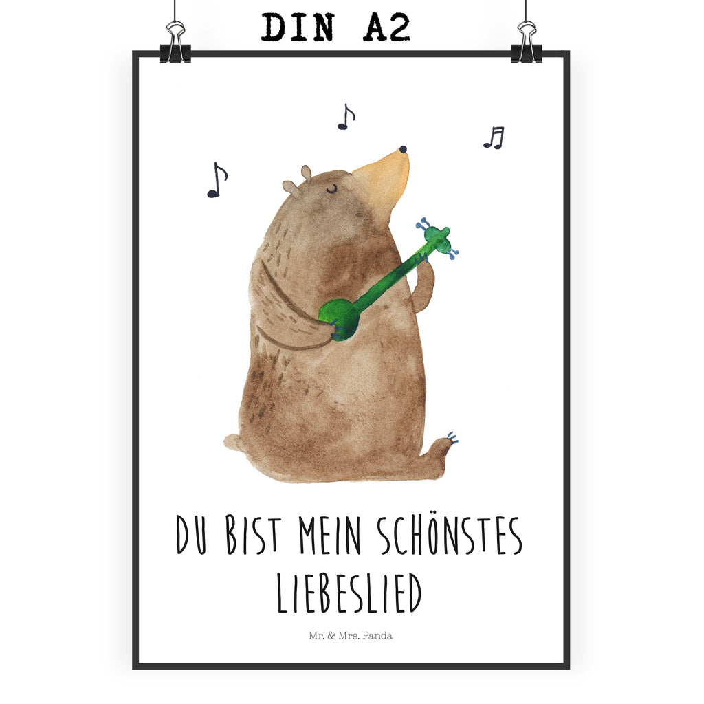 Poster Bär Lied Poster, Wandposter, Bild, Wanddeko, Küchenposter, Kinderposter, Wanddeko Bild, Raumdekoration, Wanddekoration, Handgemaltes Poster, Mr. & Mrs. Panda Poster, Designposter, Kunstdruck, Posterdruck, Bär, Teddy, Teddybär, Bärchen, Bear, Liebeslied, Lied, Song, Valentinstag, Valentine, Geschenk, Partner, Liebe, Freundin, Frau, Herz, Spruch