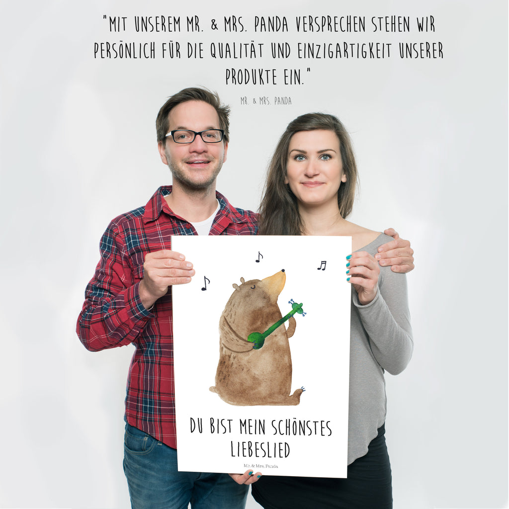Poster Bär Lied Poster, Wandposter, Bild, Wanddeko, Küchenposter, Kinderposter, Wanddeko Bild, Raumdekoration, Wanddekoration, Handgemaltes Poster, Mr. & Mrs. Panda Poster, Designposter, Kunstdruck, Posterdruck, Bär, Teddy, Teddybär, Bärchen, Bear, Liebeslied, Lied, Song, Valentinstag, Valentine, Geschenk, Partner, Liebe, Freundin, Frau, Herz, Spruch