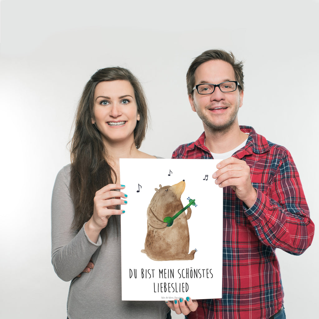 Poster Bär Lied Poster, Wandposter, Bild, Wanddeko, Küchenposter, Kinderposter, Wanddeko Bild, Raumdekoration, Wanddekoration, Handgemaltes Poster, Mr. & Mrs. Panda Poster, Designposter, Kunstdruck, Posterdruck, Bär, Teddy, Teddybär, Bärchen, Bear, Liebeslied, Lied, Song, Valentinstag, Valentine, Geschenk, Partner, Liebe, Freundin, Frau, Herz, Spruch