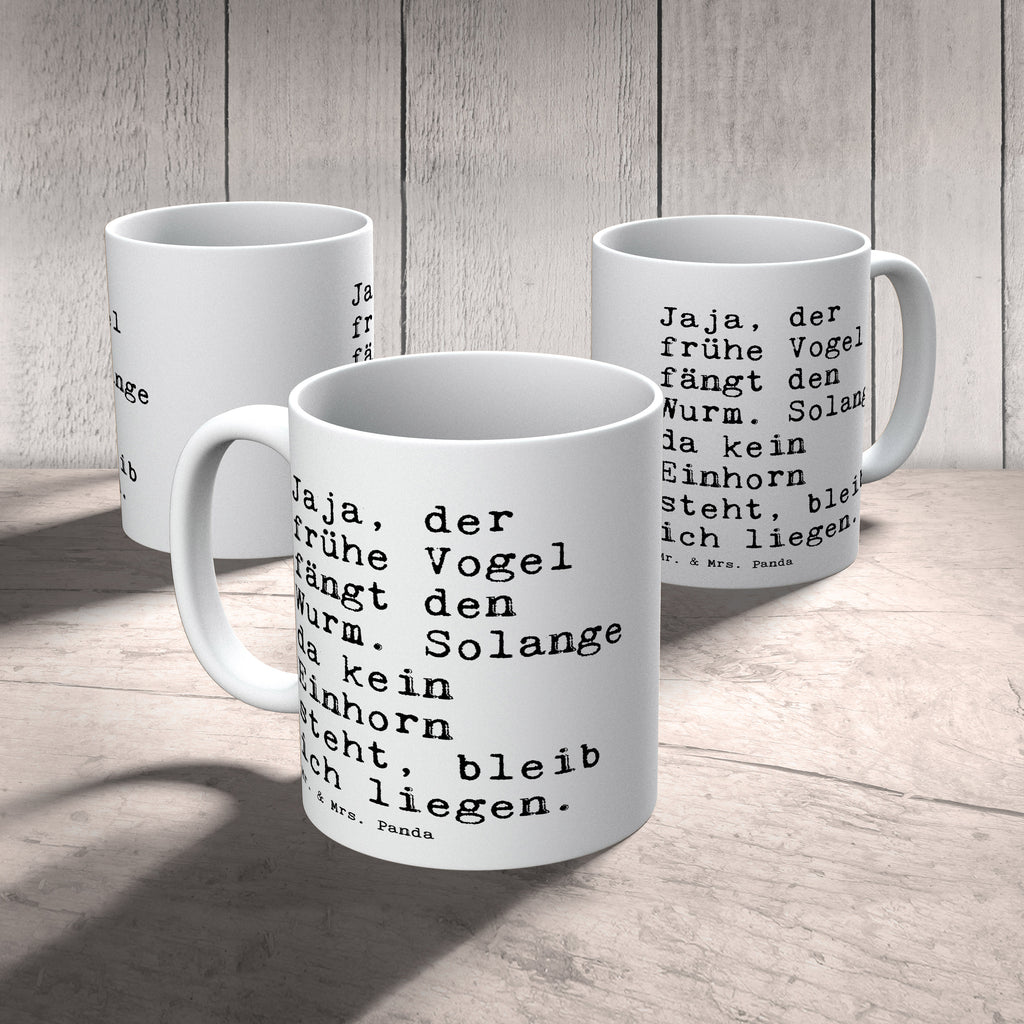 Tasse Sprüche und Zitate Jaja, der frühe Vogel fängt den Wurm. Solange da kein Einhorn steht, bleib ich liegen. Spruch Sprüche Weisheiten Zitate Lustig Weisheit Worte Becher, Kaffeetasse, Kaffeebecher, Tee, Frühstück, Büro der frühe Vogel, Wurm, Einhorn, Einhörner, Unicorn, lustiger Spruch, Einhorn Spruch, Langschläfer, Morgenmuffel Spruch, Sprüche, lustig, Weisheiten, Zitate