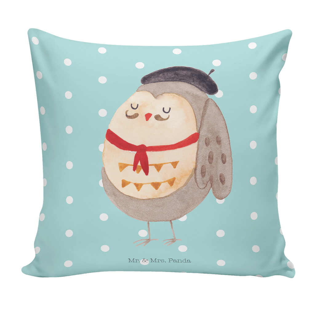 40x40 Kissen Eule Französisch Kissenhülle, Kopfkissen, Sofakissen, Dekokissen, Motivkissen, Eule, Eulen, Eule Deko, Owl, hibou, La vie est belle, das Leben ist schön, Spruch schön, Spruch Französisch, Frankreich