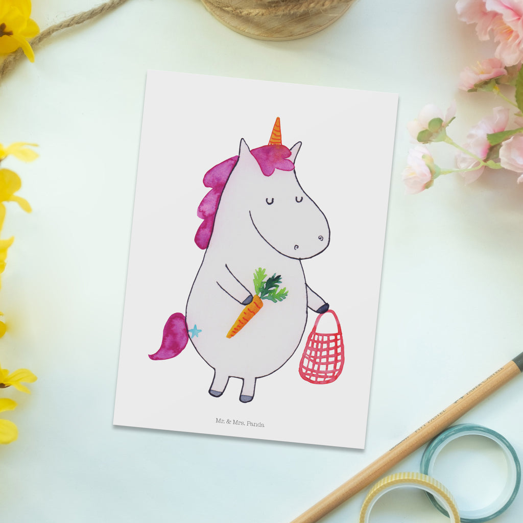 Postkarte Einhorn Gemüse Geschenkkarte, Grußkarte, Karte, Einladung, Ansichtskarte, Geburtstagskarte, Einladungskarte, Einhorn, Einhörner, Einhorn Deko, Pegasus, Unicorn, Biomarkt, Bio, Gemüse, Wochenmarkt