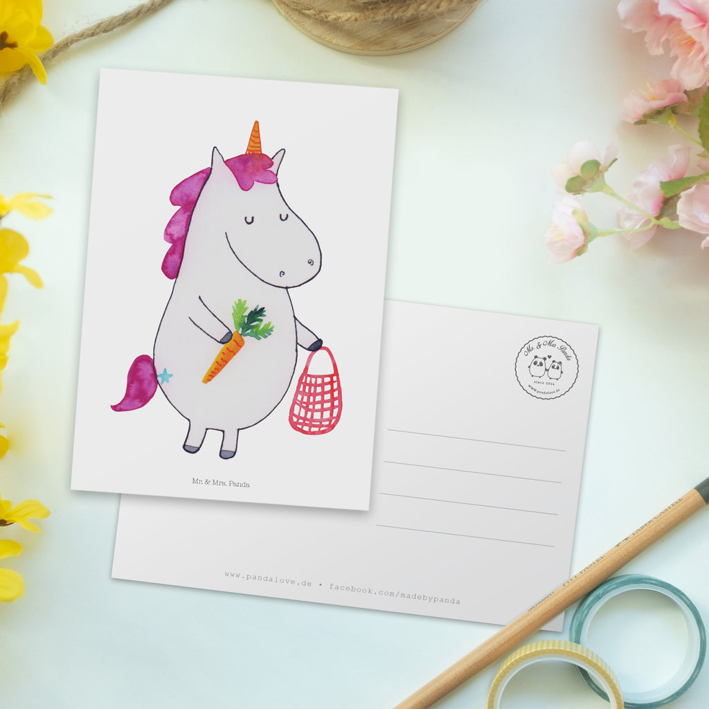Postkarte Einhorn Gemüse Geschenkkarte, Grußkarte, Karte, Einladung, Ansichtskarte, Geburtstagskarte, Einladungskarte, Einhorn, Einhörner, Einhorn Deko, Pegasus, Unicorn, Biomarkt, Bio, Gemüse, Wochenmarkt