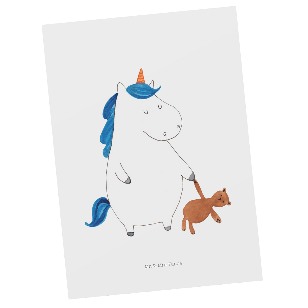 Postkarte Einhorn Teddy Geschenkkarte, Grußkarte, Karte, Einladung, Ansichtskarte, Geburtstagskarte, Einladungskarte, Einhorn, Einhörner, Einhorn Deko, Pegasus, Unicorn, schlafen, gute Nacht, Single, Bett, Träumen, Freundin, Singleleben
