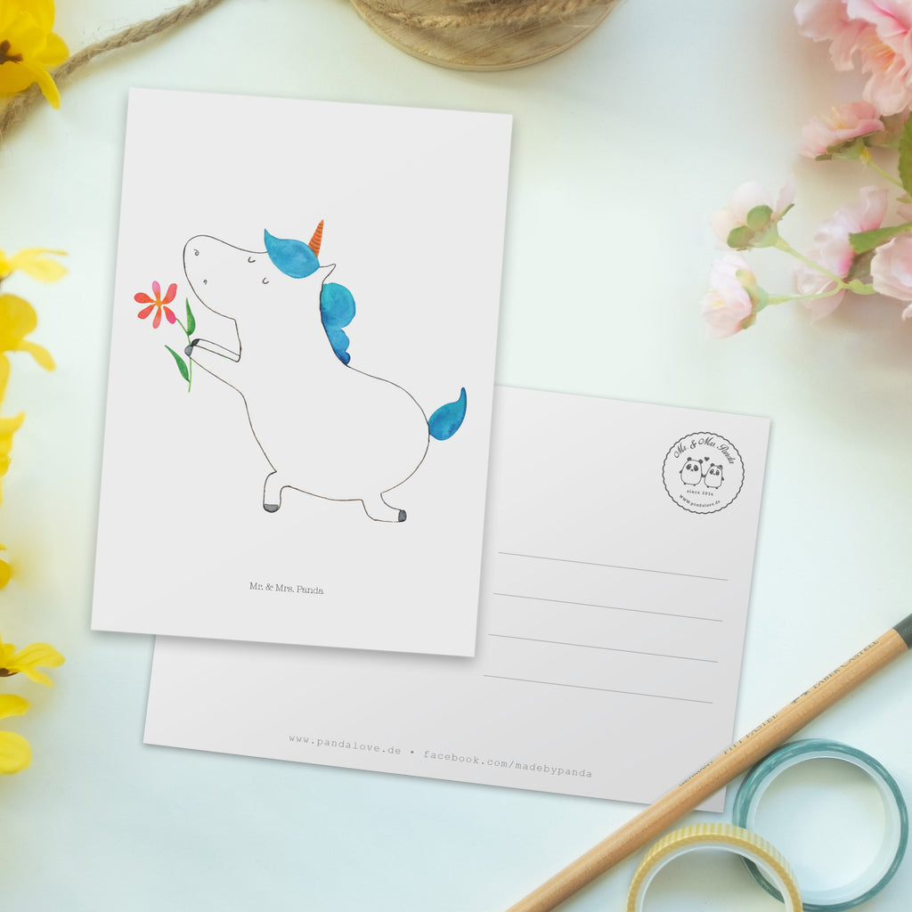 Postkarte Einhorn Blume Geschenkkarte, Grußkarte, Karte, Einladung, Ansichtskarte, Geburtstagskarte, Einladungskarte, Einhorn, Einhörner, Einhorn Deko, Pegasus, Unicorn, Liebe, Liebesbeweis, Antrag, Heiratsantrag, Verlobung, Ehepaar, Pärchen, Partner, Freund, Freundin, Ehe, heiraten