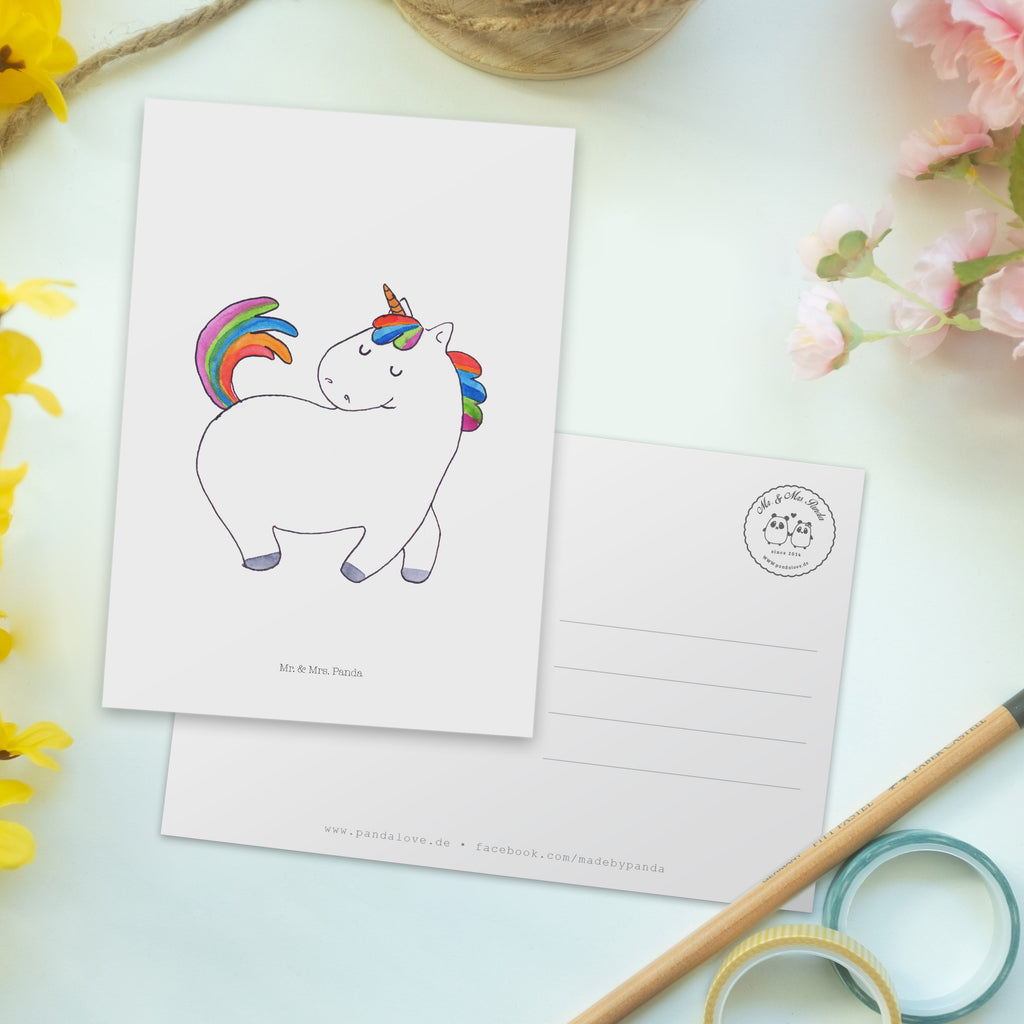 Postkarte Einhorn stolzierend Geschenkkarte, Grußkarte, Karte, Einladung, Ansichtskarte, Geburtstagskarte, Einladungskarte, Einhorn, Einhörner, Einhorn Deko, Pegasus, Unicorn, stolz, anders, bunt, Pferd, Reiter, Reiten, Freundin, Geschenk