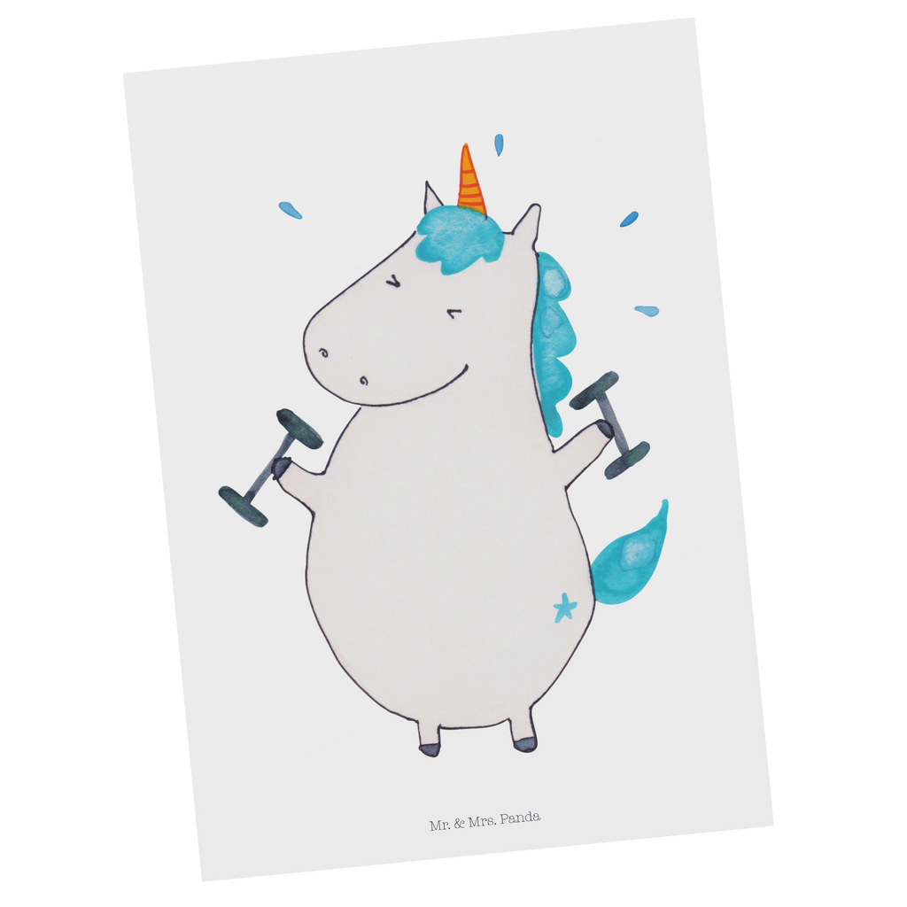 Postkarte Einhorn Fitness Geschenkkarte, Grußkarte, Karte, Einladung, Ansichtskarte, Geburtstagskarte, Einladungskarte, Dankeskarte, Einhorn, Einhörner, Einhorn Deko, Pegasus, Unicorn, Gym, Fitness, Fitnessstudio, Diät, Abnehmen, Sport, Pumpen, Geräte, Sixpack