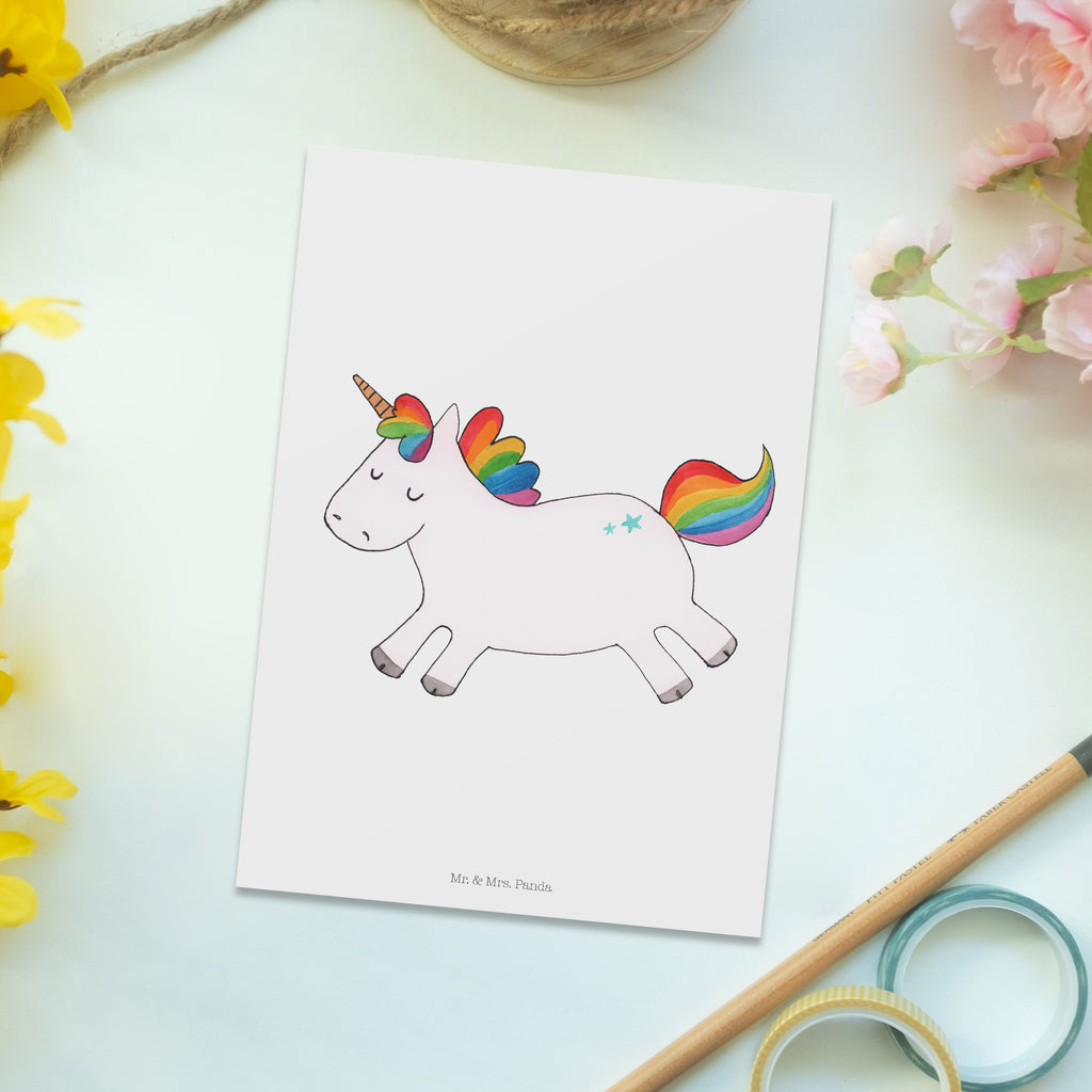 Postkarte Einhorn Happy Geschenkkarte, Grußkarte, Karte, Einladung, Ansichtskarte, Geburtstagskarte, Einladungskarte, Einhorn, Einhörner, Einhorn Deko, Pegasus, Unicorn, glücklich, fröhlich, Spaß, Freude, Lebensfreude, witzig, spannend, Lächeln, Lachen