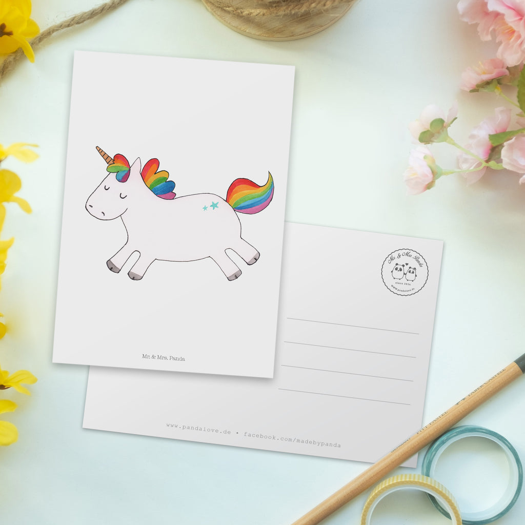 Postkarte Einhorn Happy Geschenkkarte, Grußkarte, Karte, Einladung, Ansichtskarte, Geburtstagskarte, Einladungskarte, Einhorn, Einhörner, Einhorn Deko, Pegasus, Unicorn, glücklich, fröhlich, Spaß, Freude, Lebensfreude, witzig, spannend, Lächeln, Lachen