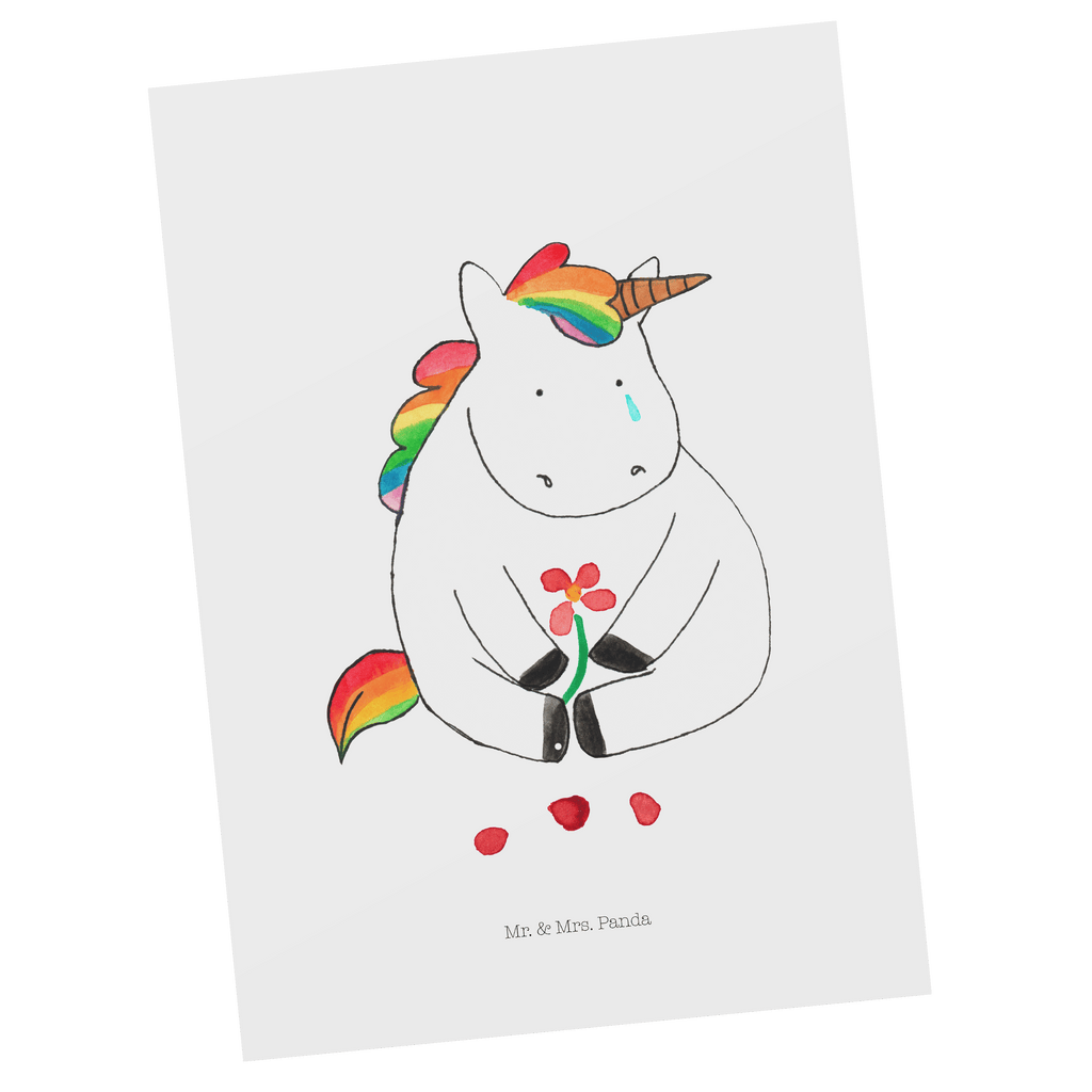Postkarte Einhorn Traurig Geschenkkarte, Grußkarte, Karte, Einladung, Ansichtskarte, Geburtstagskarte, Einladungskarte, Einhorn, Einhörner, Einhorn Deko, Pegasus, Unicorn, Glitzer, Trösten. Freundschaft, Freunde, Liebe, Trauer, Blume