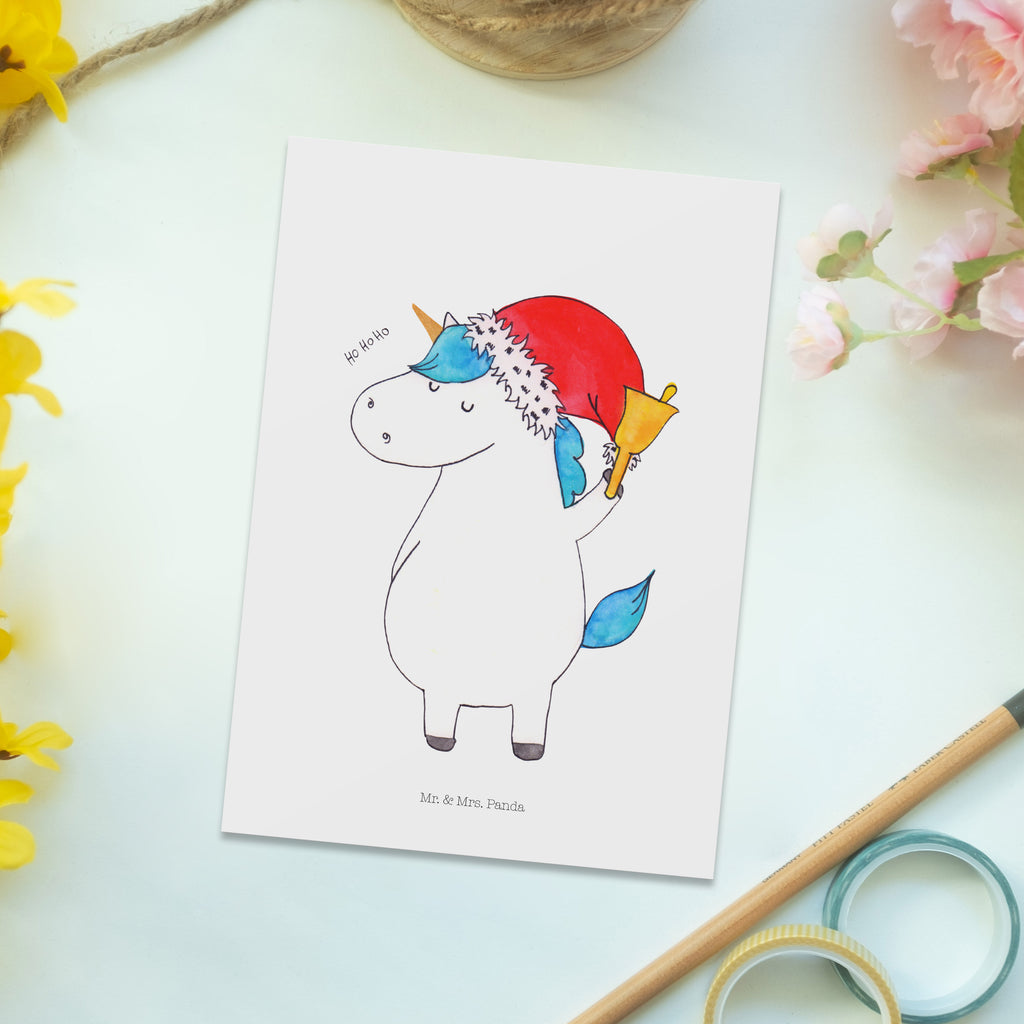 Postkarte Einhorn Weihnachtsmann Geschenkkarte, Grußkarte, Karte, Einladung, Ansichtskarte, Geburtstagskarte, Einladungskarte, Dankeskarte, Einhorn, Einhörner, Einhorn Deko, Pegasus, Unicorn, Gin, Schokolade, Schoki, Weihnachten, Weihnachtsmann, Nikolaus, Wunschzettel, Wunschliste, Feenstaub