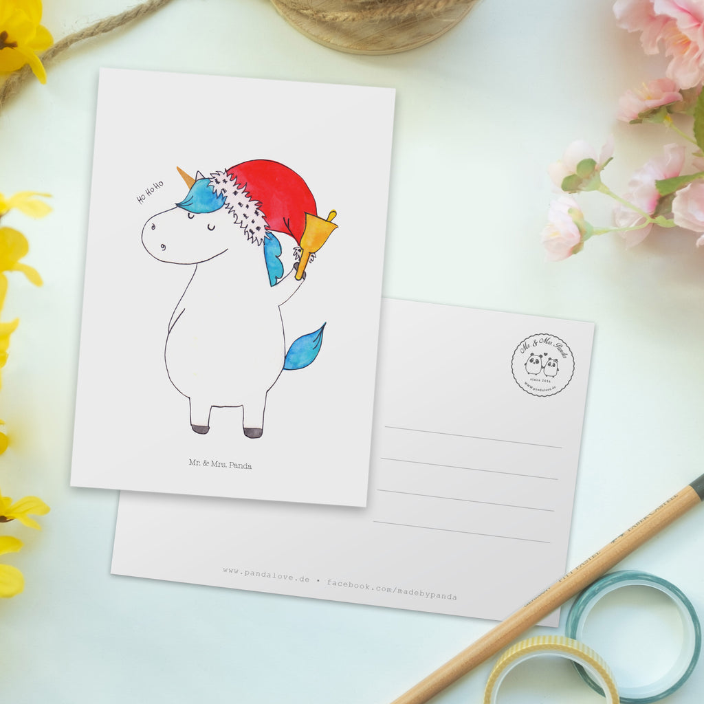 Postkarte Einhorn Weihnachtsmann Geschenkkarte, Grußkarte, Karte, Einladung, Ansichtskarte, Geburtstagskarte, Einladungskarte, Dankeskarte, Einhorn, Einhörner, Einhorn Deko, Pegasus, Unicorn, Gin, Schokolade, Schoki, Weihnachten, Weihnachtsmann, Nikolaus, Wunschzettel, Wunschliste, Feenstaub
