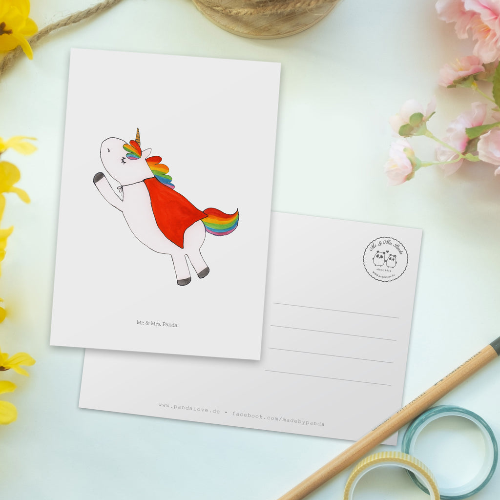 Postkarte Einhorn Super Geschenkkarte, Grußkarte, Karte, Einladung, Ansichtskarte, Geburtstagskarte, Einladungskarte, Einhorn, Einhörner, Einhorn Deko, Pegasus, Unicorn, Traummann, Superheld, Held, Freundin, Geschenk, Girl, Mädchen
