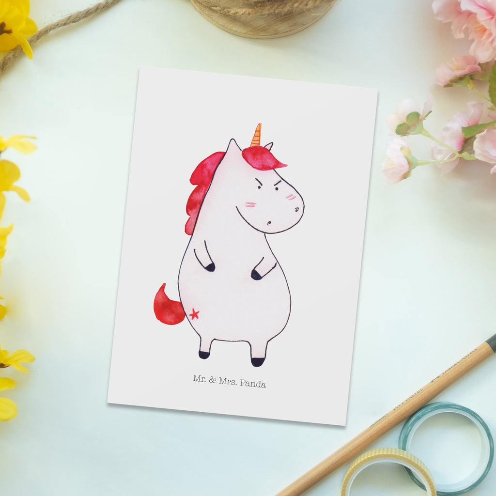 Postkarte Einhorn wütend Geschenkkarte, Grußkarte, Karte, Einladung, Ansichtskarte, Geburtstagskarte, Einladungskarte, Einhorn, Einhörner, Einhorn Deko, Pegasus, Unicorn, Realität, Ansage, lustlos, nein, Büro, Arbeit, wütend, dumme Fragen, lustig, Spaß, Geschenk