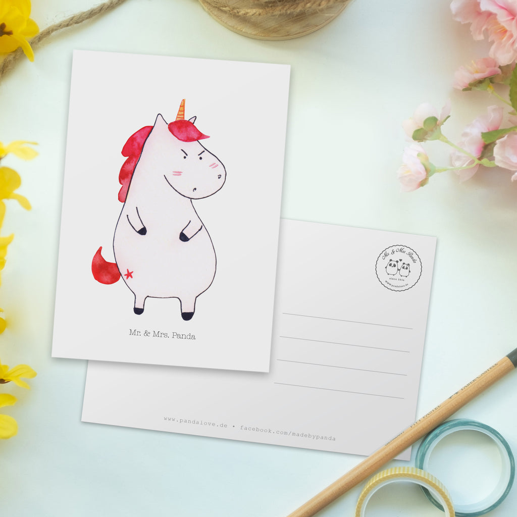 Postkarte Einhorn wütend Geschenkkarte, Grußkarte, Karte, Einladung, Ansichtskarte, Geburtstagskarte, Einladungskarte, Einhorn, Einhörner, Einhorn Deko, Pegasus, Unicorn, Realität, Ansage, lustlos, nein, Büro, Arbeit, wütend, dumme Fragen, lustig, Spaß, Geschenk