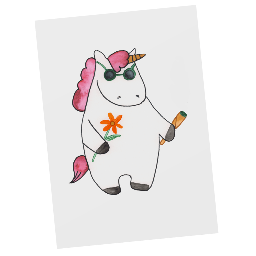 Postkarte Einhorn Woodstock Geschenkkarte, Grußkarte, Karte, Einladung, Ansichtskarte, Geburtstagskarte, Einladungskarte, Einhorn, Einhörner, Einhorn Deko, Pegasus, Unicorn, Kiffen, Joint, Zigarette, Alkohol, Party, Spaß. lustig, witzig, Woodstock