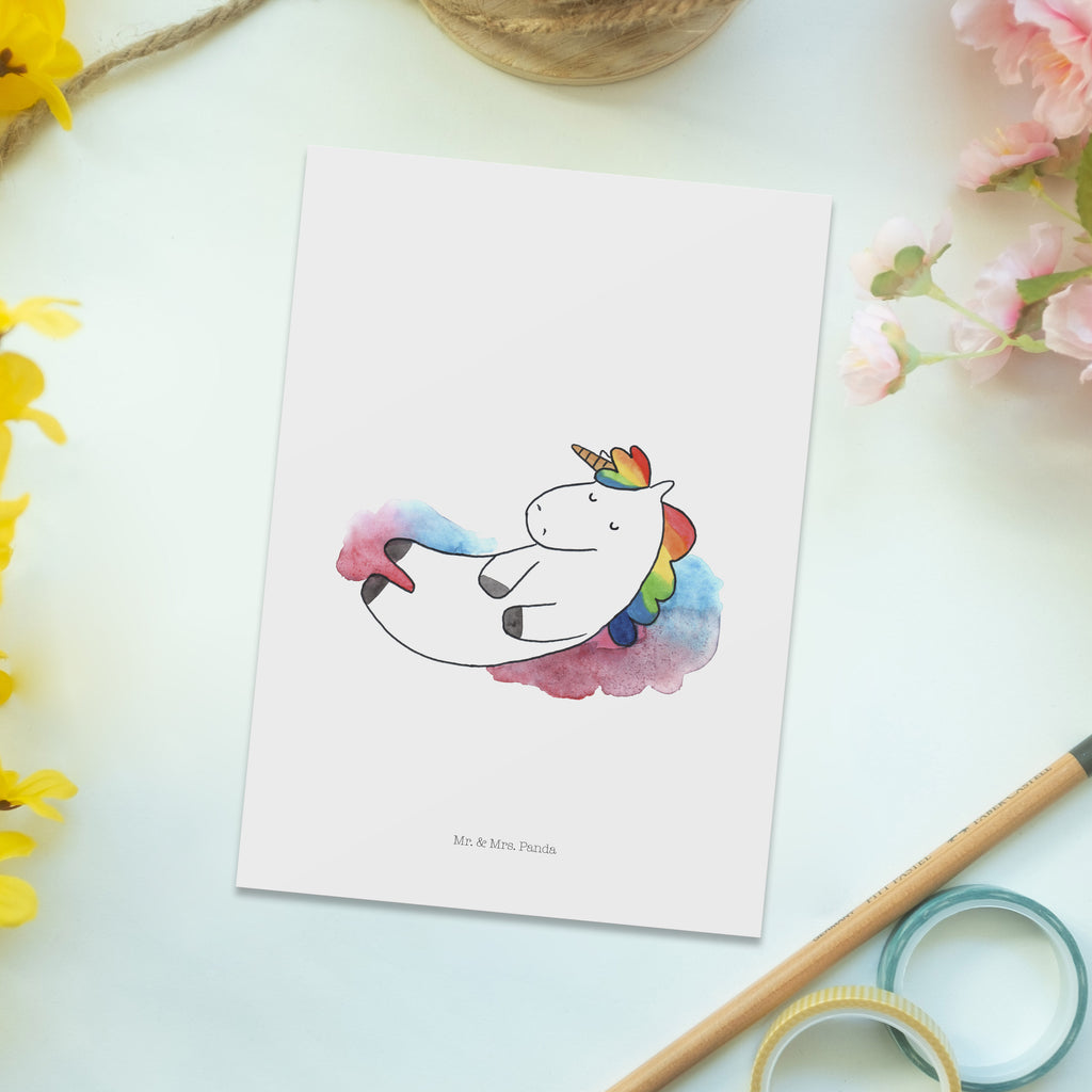 Postkarte Einhorn Wolke 7 Geschenkkarte, Grußkarte, Karte, Einladung, Ansichtskarte, Geburtstagskarte, Einladungskarte, Dankeskarte, Einhorn, Einhörner, Einhorn Deko, Pegasus, Unicorn, verliebt, Menschen, witzig, lustig, Geschenk, Glaube, Realität, Lächeln