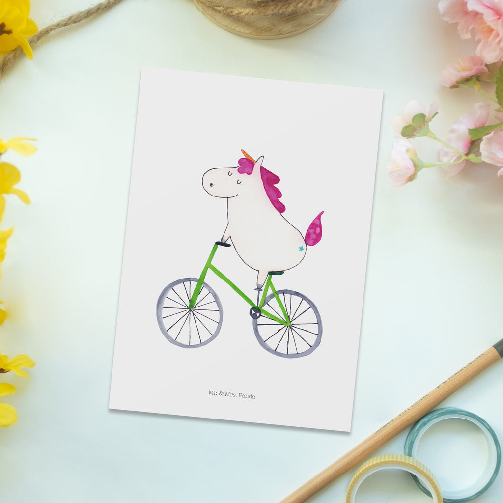 Postkarte Einhorn Radfahrer Geschenkkarte, Grußkarte, Karte, Einladung, Ansichtskarte, Geburtstagskarte, Einladungskarte, Einhorn, Einhörner, Einhorn Deko, Pegasus, Unicorn, Radfahren, Radfahrer, Rad, Bike, Feenstaub, Konfetti, Luxusproblem, Kummer, Liebeskummer