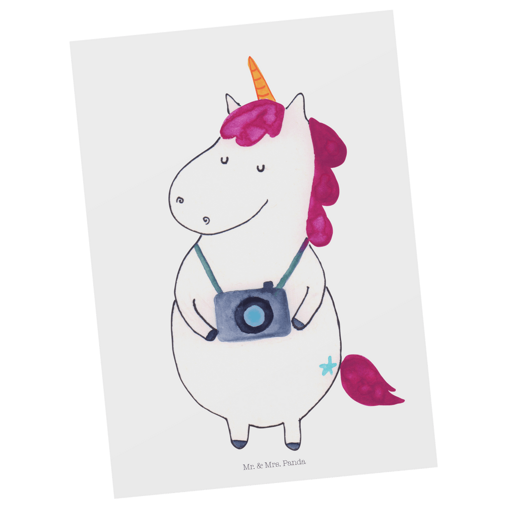 Postkarte Einhorn Fotograf Geschenkkarte, Grußkarte, Karte, Einladung, Ansichtskarte, Geburtstagskarte, Einladungskarte, Dankeskarte, Einhorn, Einhörner, Einhorn Deko, Pegasus, Unicorn, Fotograf, Fotografie, Kamera, Reisen, Weltreise, Weltenbummler, Urlaub, Tourist, Kurztrip, Reise, Städtereise