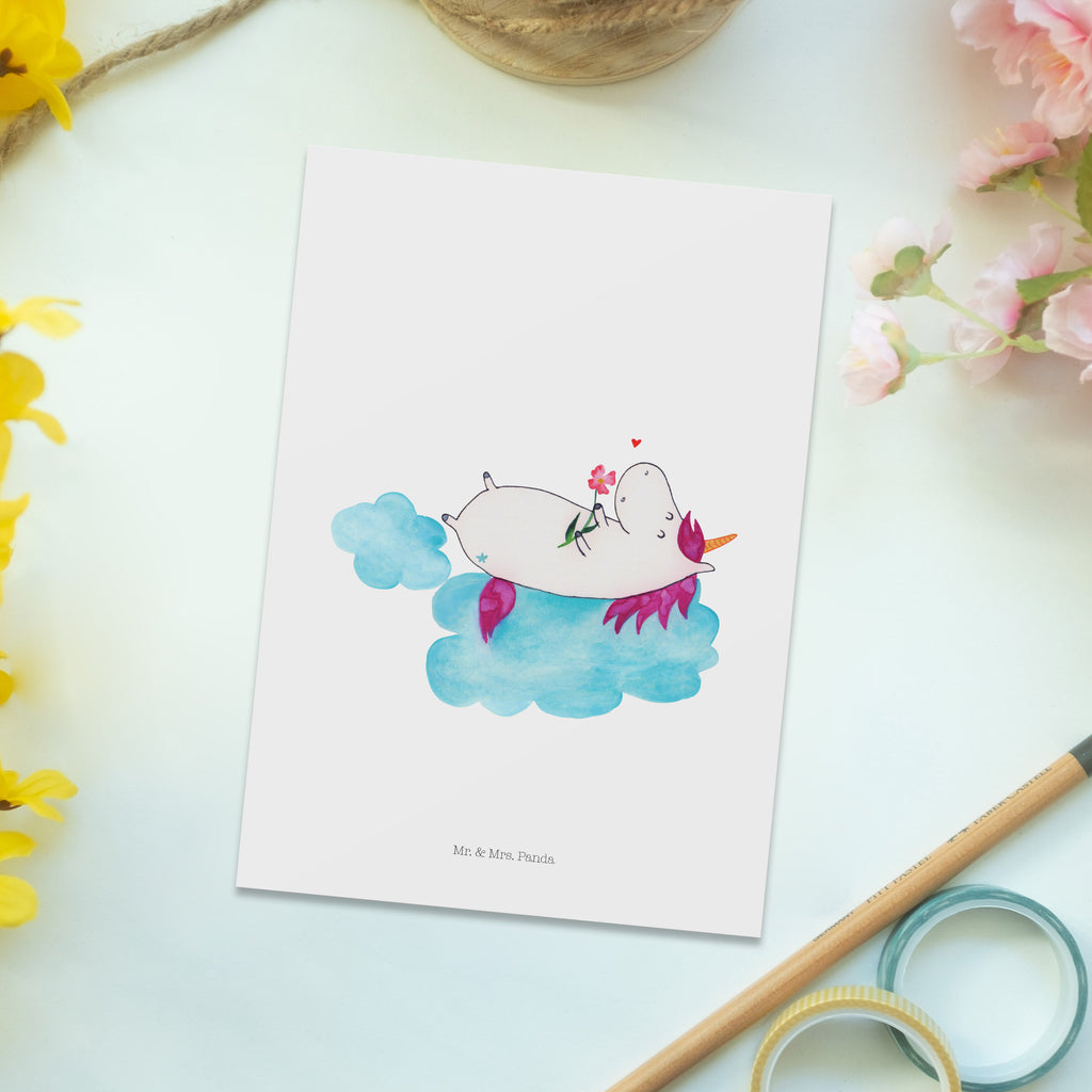Postkarte Einhorn verliebt auf Wolke Geschenkkarte, Grußkarte, Karte, Einladung, Ansichtskarte, Geburtstagskarte, Einladungskarte, Dankeskarte, Einhorn, Einhörner, Einhorn Deko, Pegasus, Unicorn, verliebt, Liebe, Liebesbeweis, Freundin, Wolke