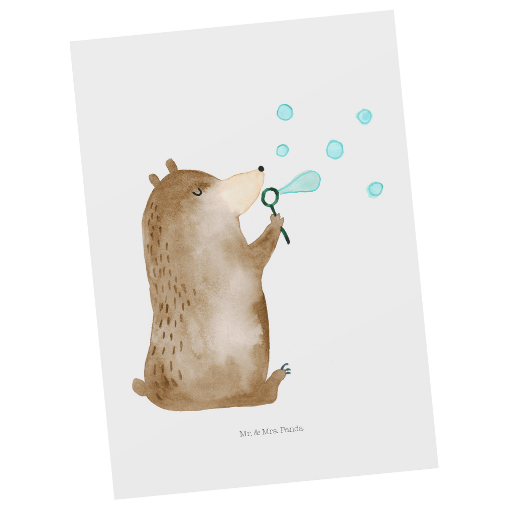 Postkarte Bär Seifenblasen Geschenkkarte, Grußkarte, Karte, Einladung, Ansichtskarte, Geburtstagskarte, Einladungskarte, Bär, Teddy, Teddybär, Seifenblasen Bär Lustig Sein Glücklich Traurig Happy