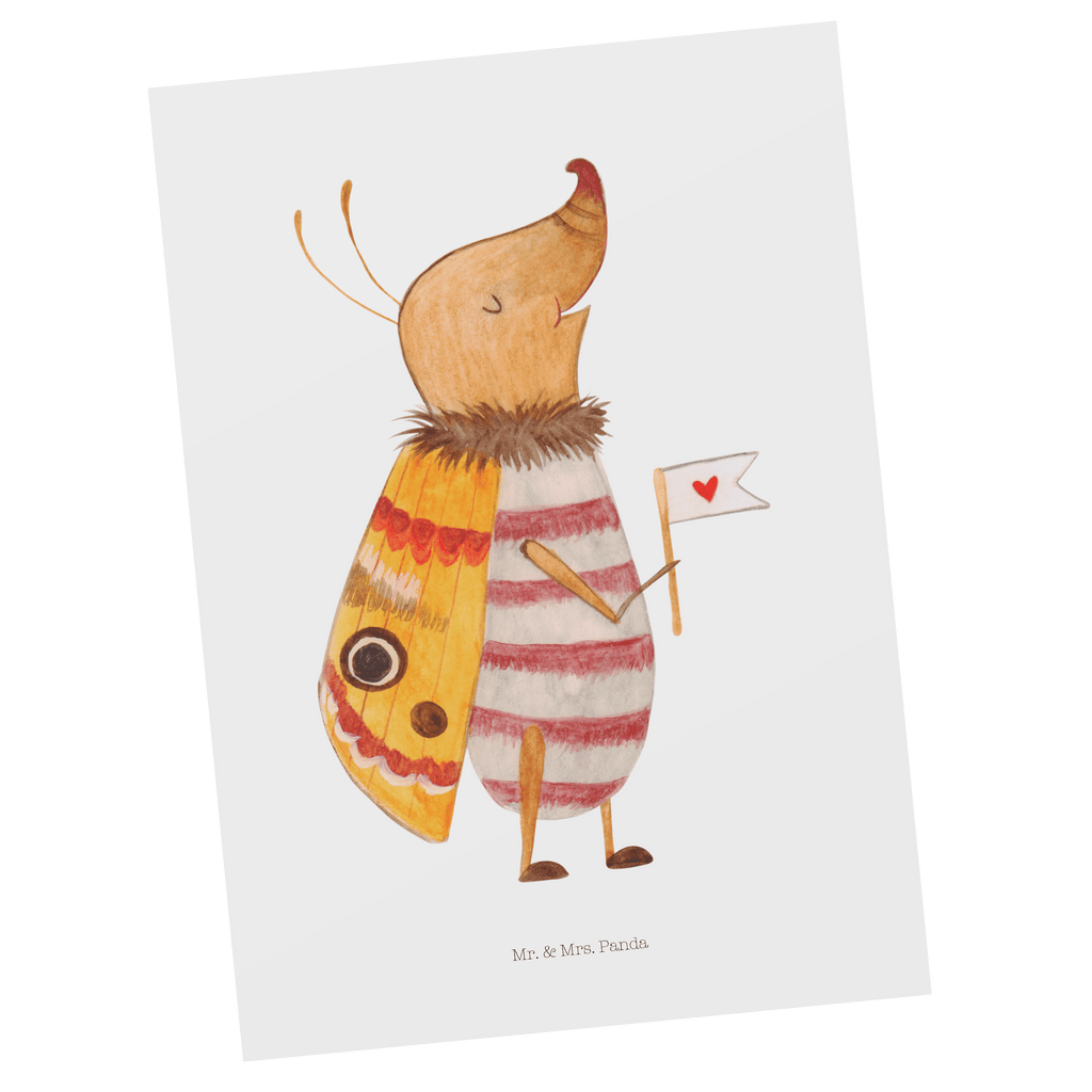 Postkarte Nachtfalter mit Fähnchen Geschenkkarte, Grußkarte, Karte, Einladung, Ansichtskarte, Geburtstagskarte, Einladungskarte, Dankeskarte, Tiermotive, Gute Laune, lustige Sprüche, Tiere, Nachtfalter, Käfer, Spruch lustig, Spruch witzig, süß, niedlich, Küche Deko, Was kostet die Welt