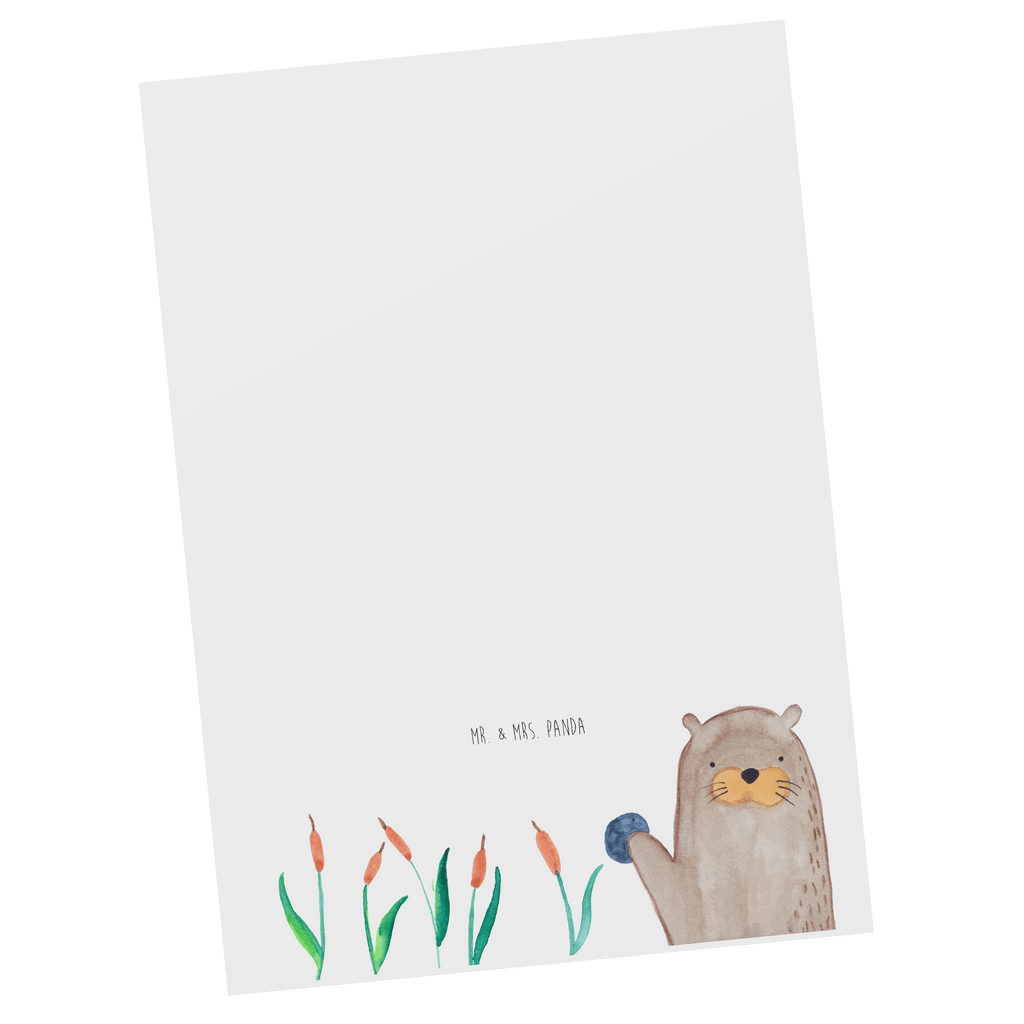 Postkarte Otter mit Stein Geschenkkarte, Grußkarte, Karte, Einladung, Ansichtskarte, Geburtstagskarte, Einladungskarte, Dankeskarte, Otter, Fischotter, Seeotter, Otter Seeotter See Otter