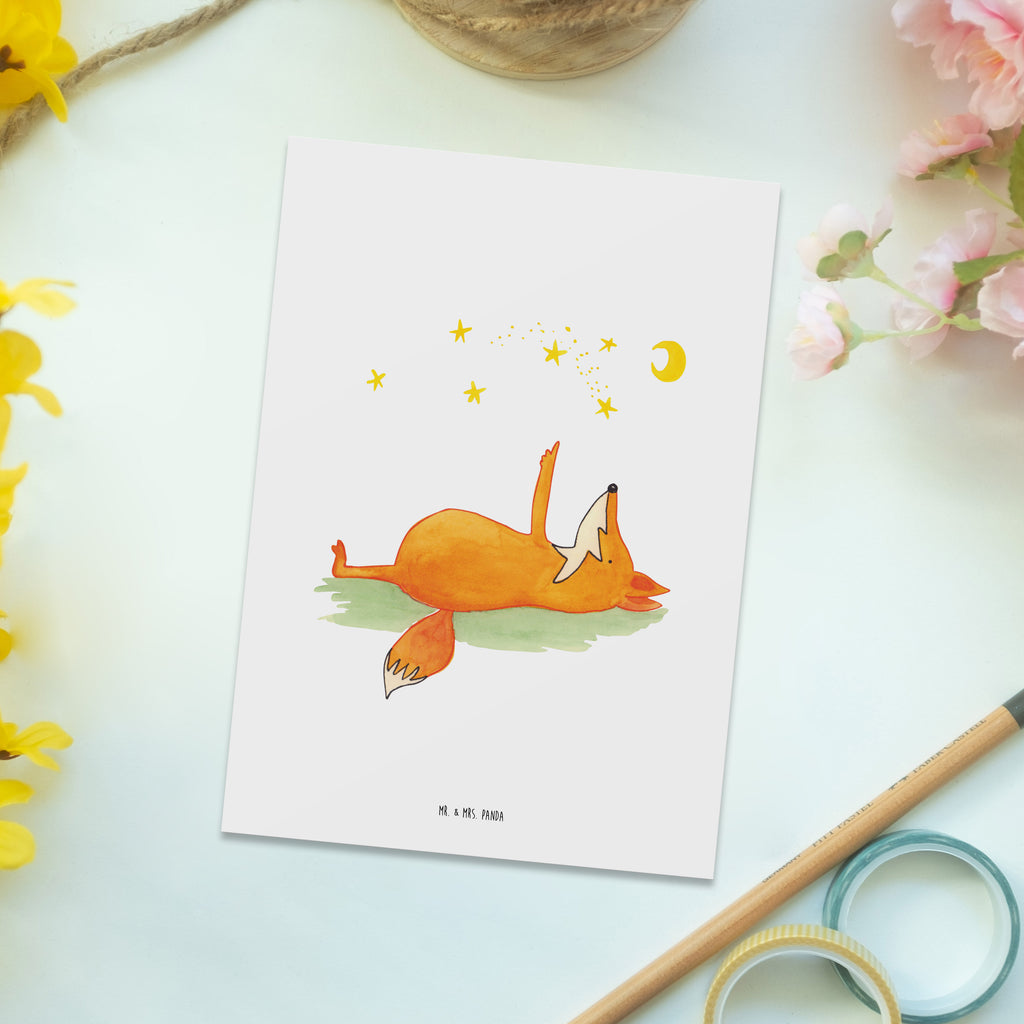 Postkarte Fuchs Sterne Geschenkkarte, Grußkarte, Karte, Einladung, Ansichtskarte, Geburtstagskarte, Einladungskarte, Fuchs, Füchse, tröstende Worte, Spruch positiv, Spruch schön, Romantik, Always Look on the Bright Side of Life