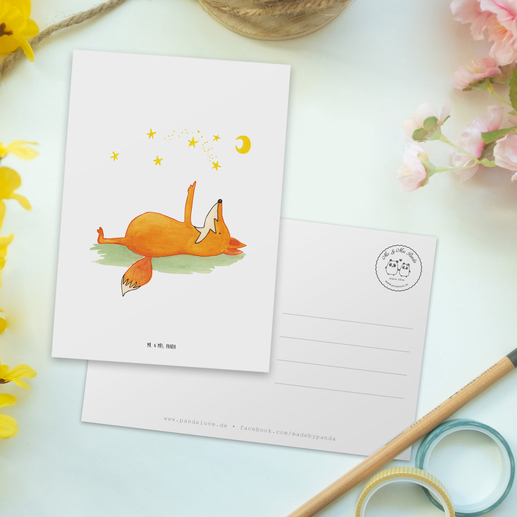 Postkarte Fuchs Sterne Geschenkkarte, Grußkarte, Karte, Einladung, Ansichtskarte, Geburtstagskarte, Einladungskarte, Fuchs, Füchse, tröstende Worte, Spruch positiv, Spruch schön, Romantik, Always Look on the Bright Side of Life